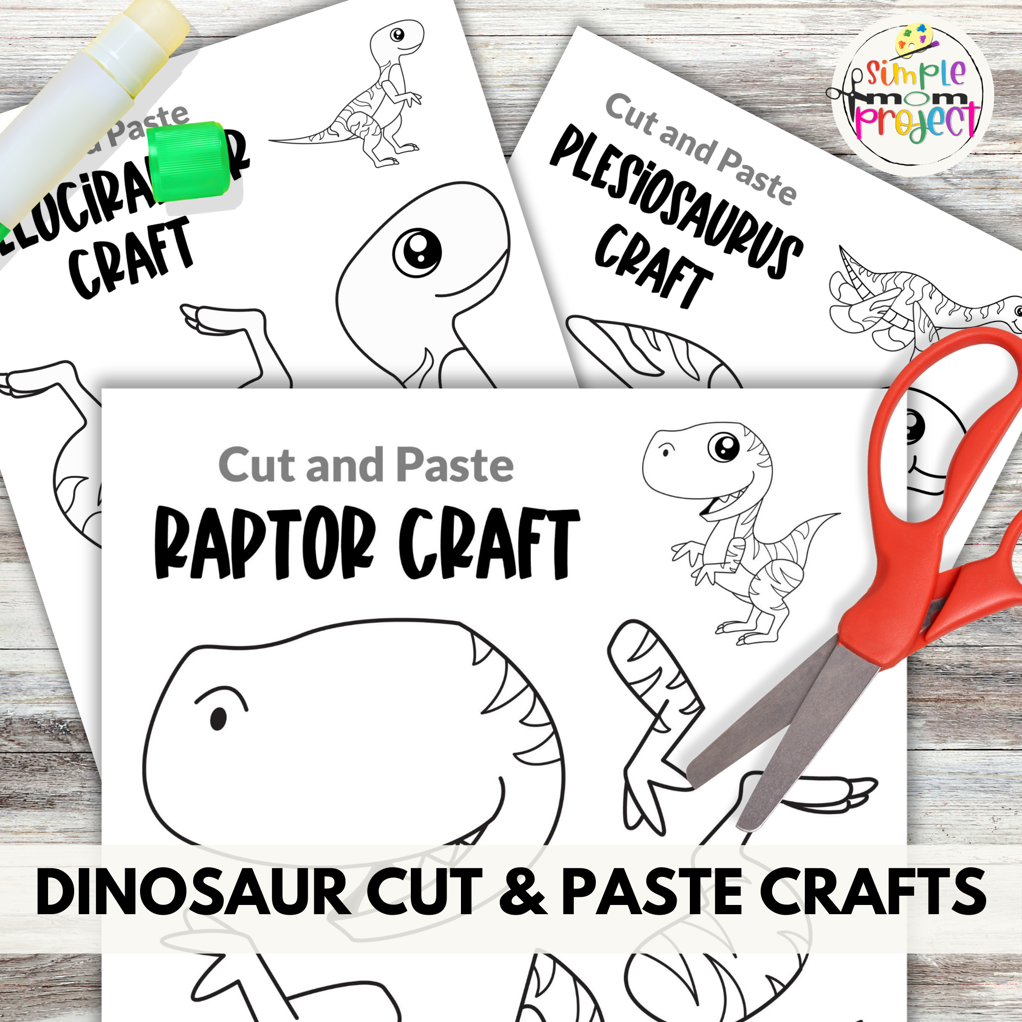 10 Black And White Dinosaur Cut And Paste Craft Templates