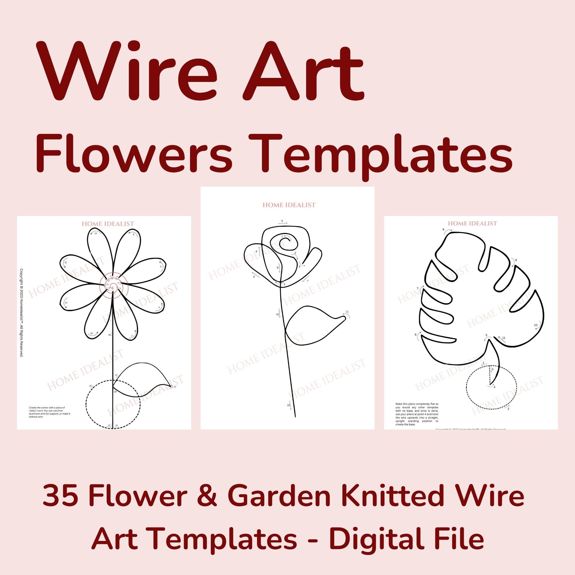 35 Flower garden Wire Art Templates Wire Bending Figure Patterns 