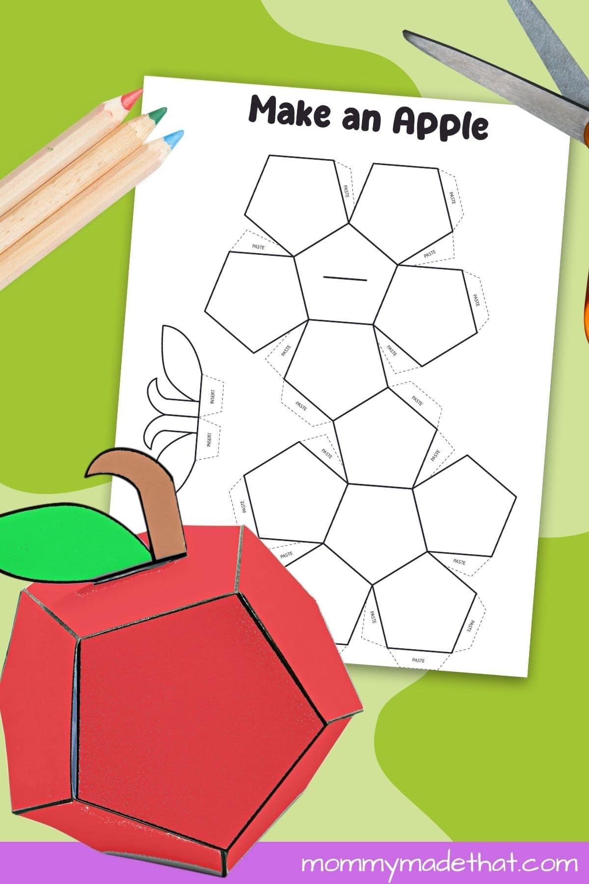 3D Paper Apple Craft