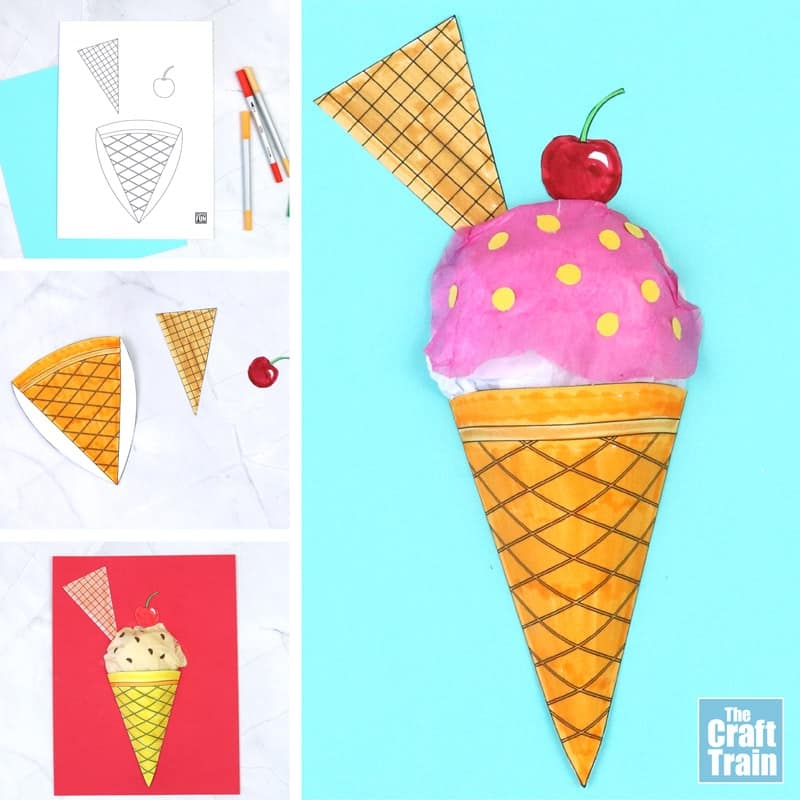 3D Paper Ice Cream Craft The Craft Train Worksheets Library
