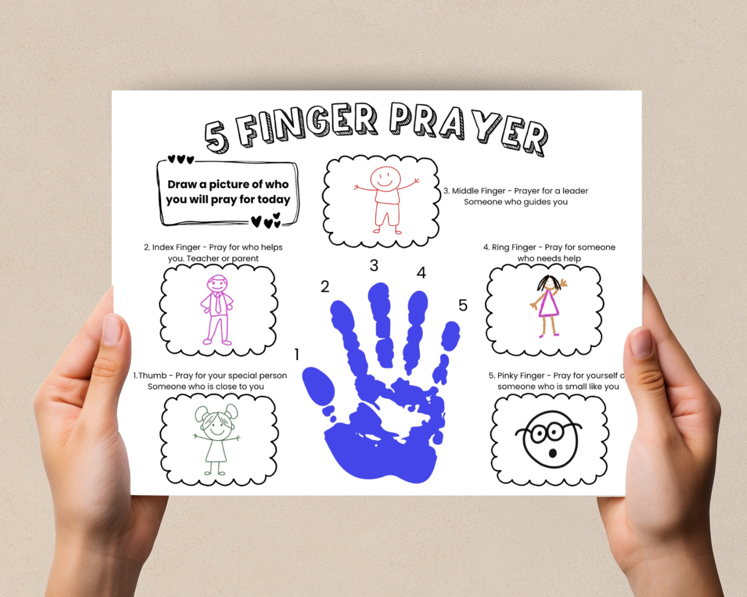 kids printable praying hands craft template