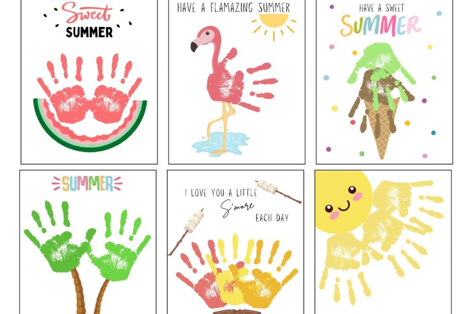 6 Summer Handprint Craft Art Printable Template Bundle Summer Craft Activities For Kids Classful