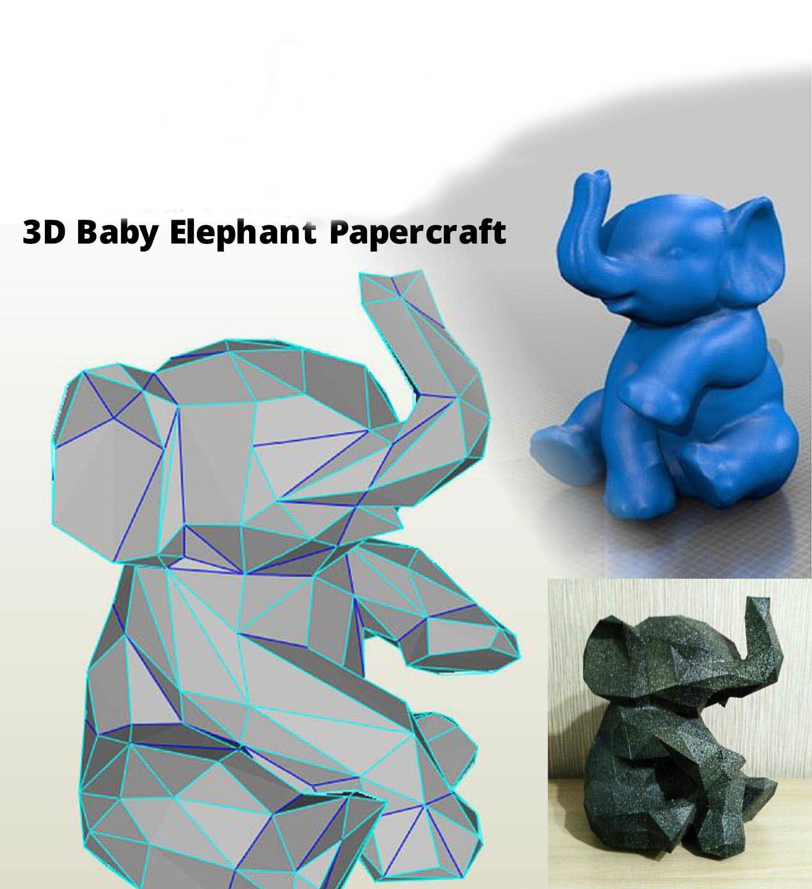 Baby Elephant 3D Papercraft Free Download