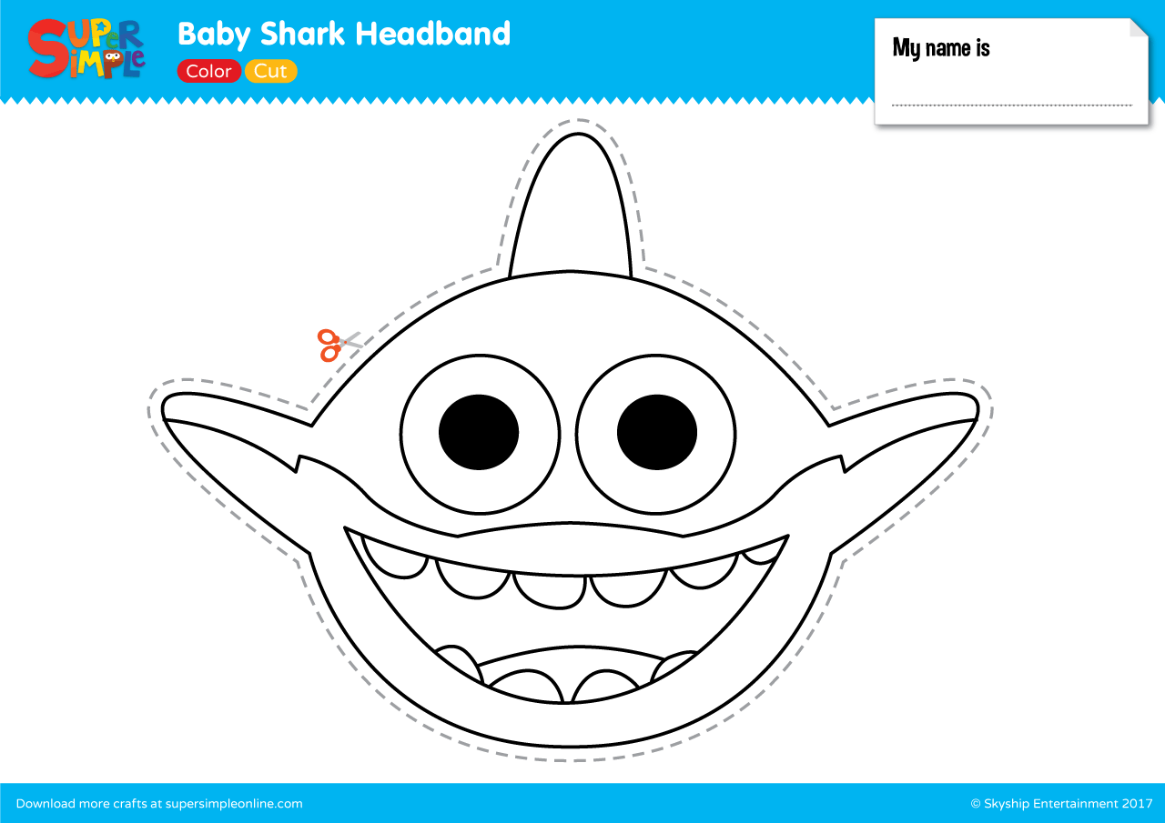cut out printable shark craft template
