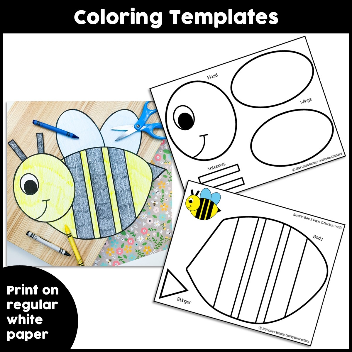 printable bumble bee craft template