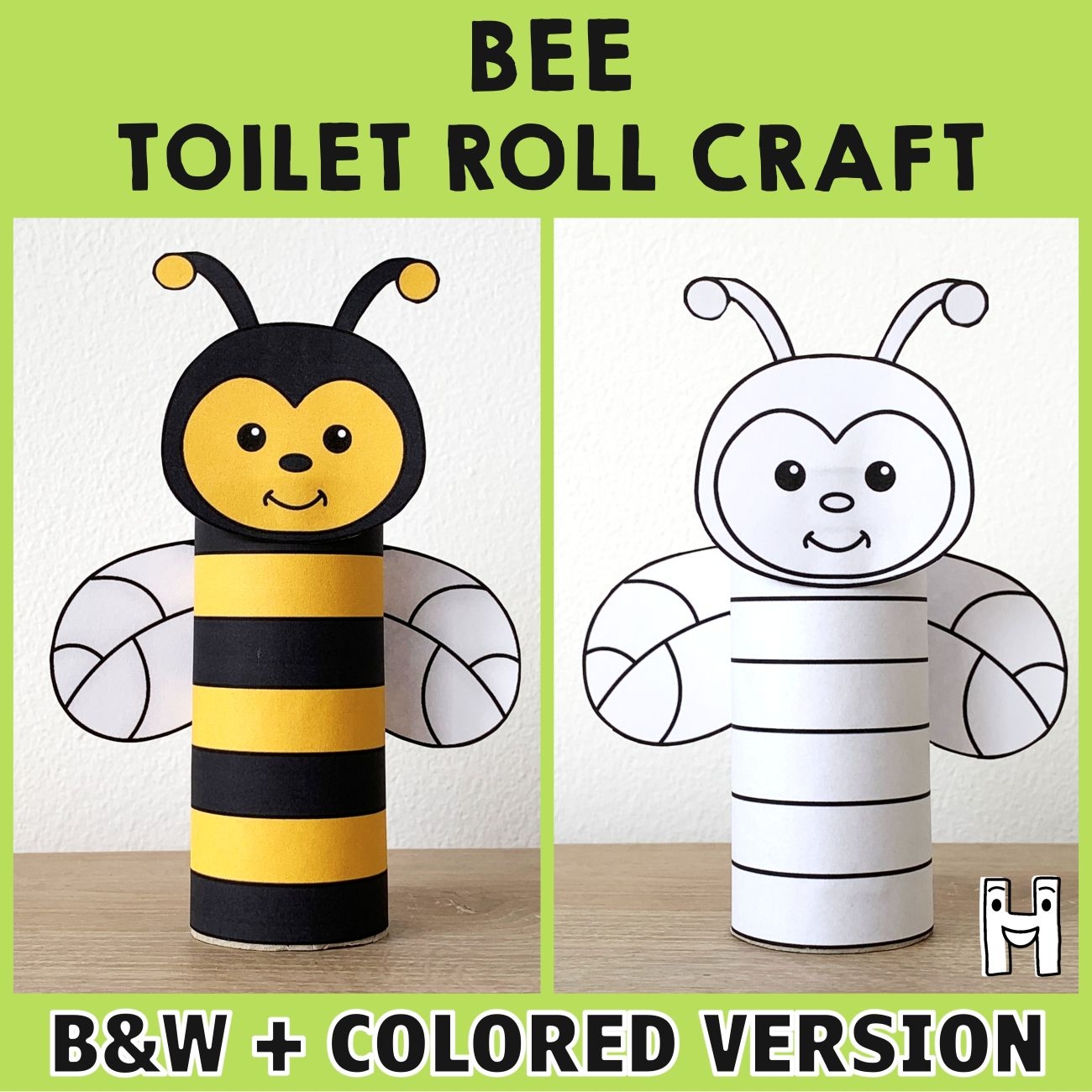 Bee Toilet Paper Roll Craft Activity Kid Printable Template Happy Paper Time
