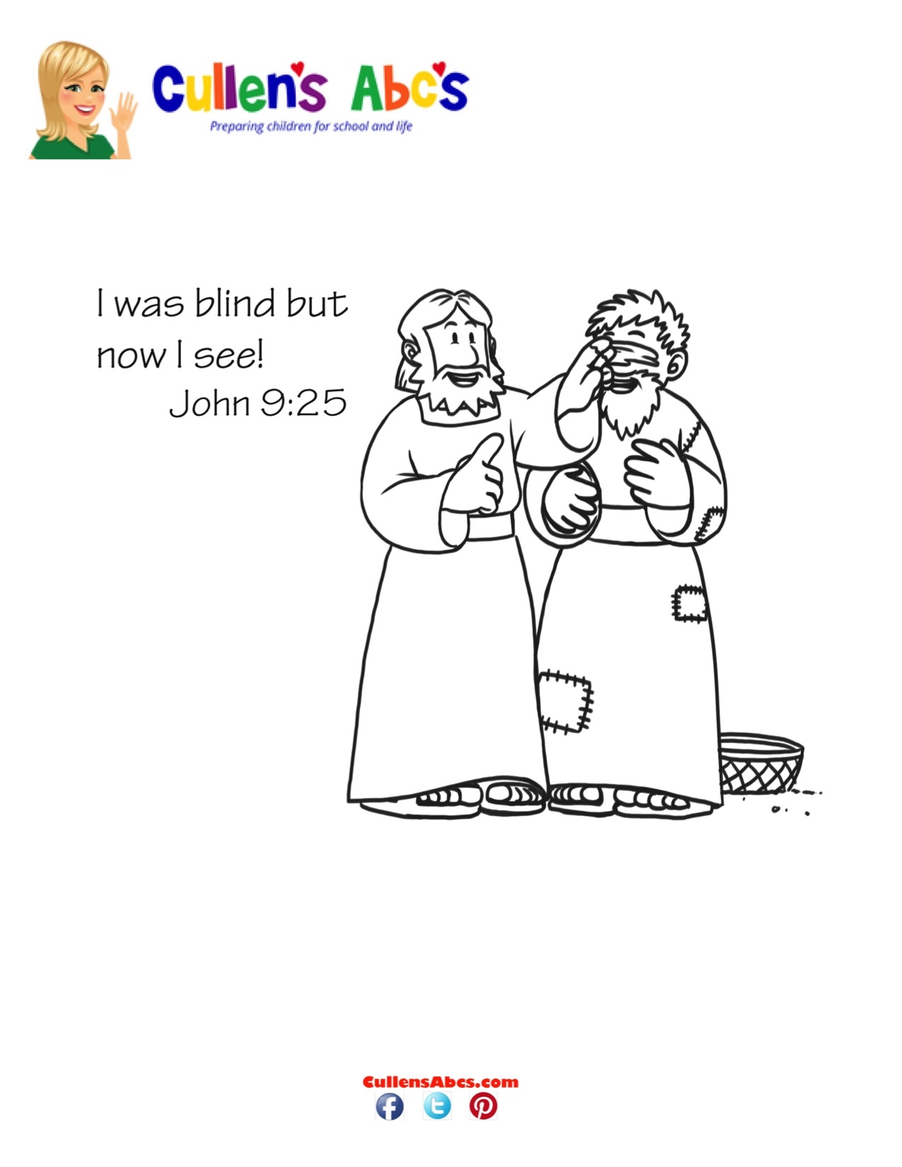 Bible Key Point Coloring Page Jesus Heals A Blind Man Free Children s Videos U0026 Activities