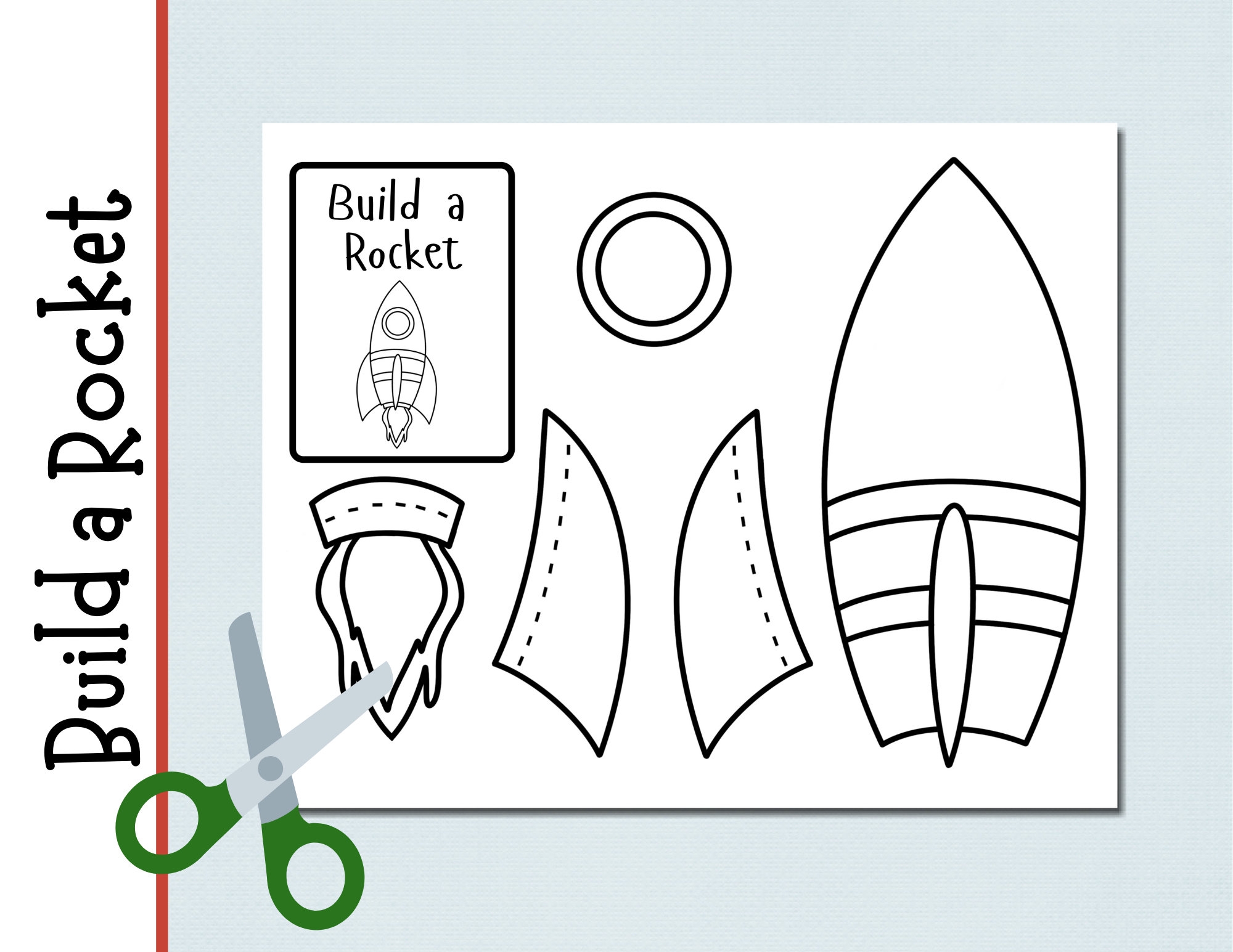 Build A Rocket Digital Printable Coloring Activity Cut And Paste Preschool Kindergarten First Grade Arts And Crafts Etsy UK