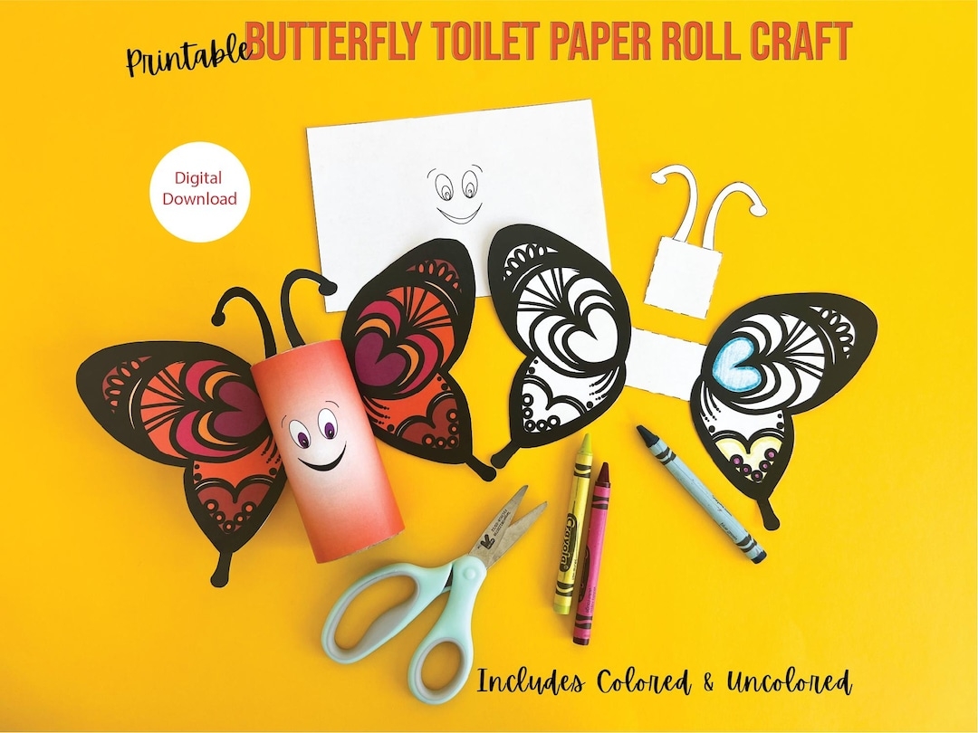 Butterfly Toilet Paper Roll Craft For Kids Digital Download Valentine s Day U0026 Earth Day Upcycle Activity Printable Craft Project Etsy