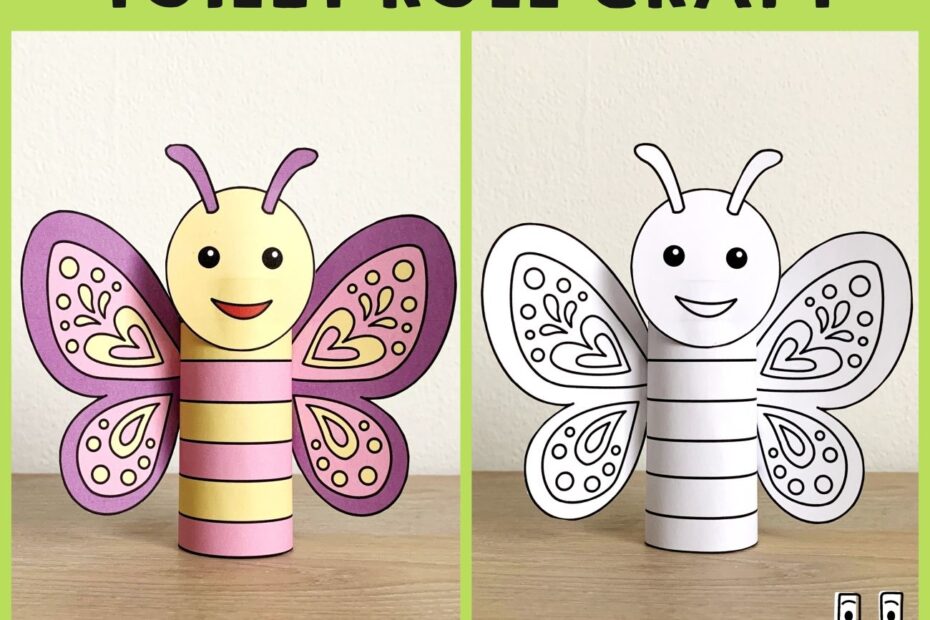 Butterfly Toilet Paper Roll Craft Printable Bug Insect Animal Coloring Activity