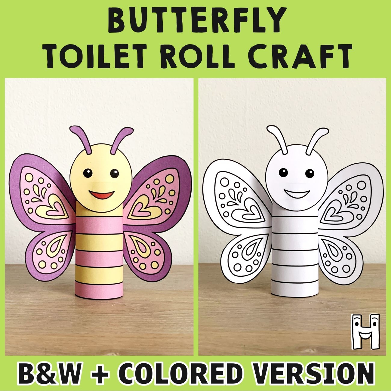 Butterfly Toilet Paper Roll Craft Printable Bug Insect Animal Coloring Activity