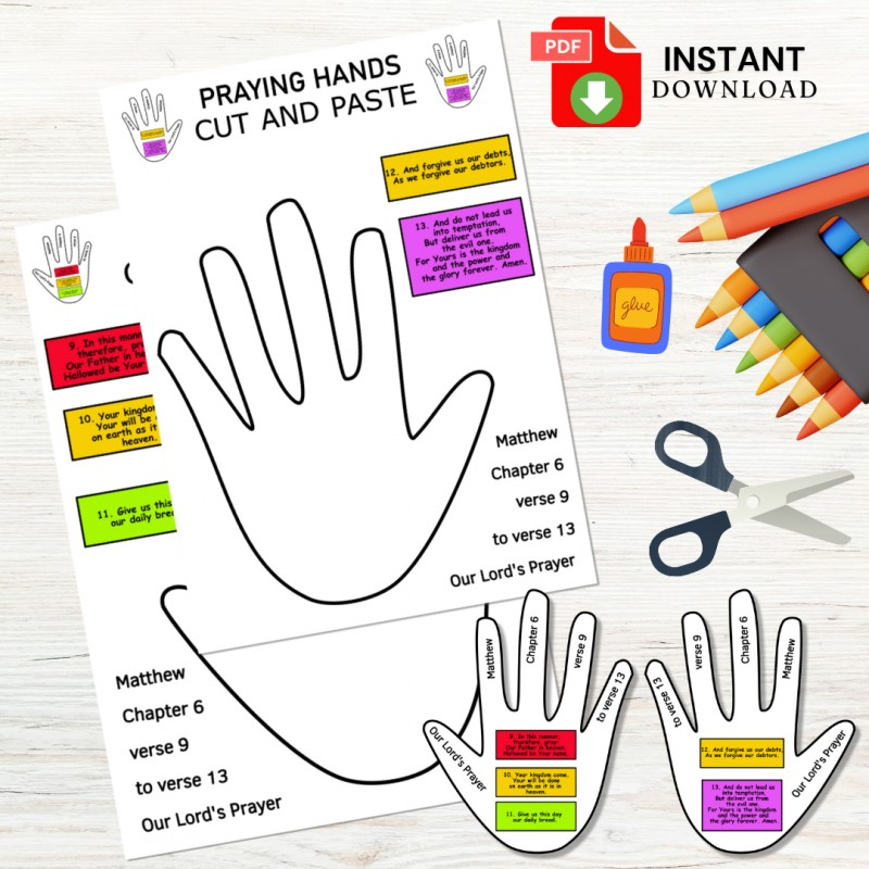 Buy Praying Hands Craft Bible Craft Bible Activity Bible Verse Activity Colour Cut And Paste I Printable I Paper Craft I Digital Download I A4 I PDF By Kids Bible Academy On