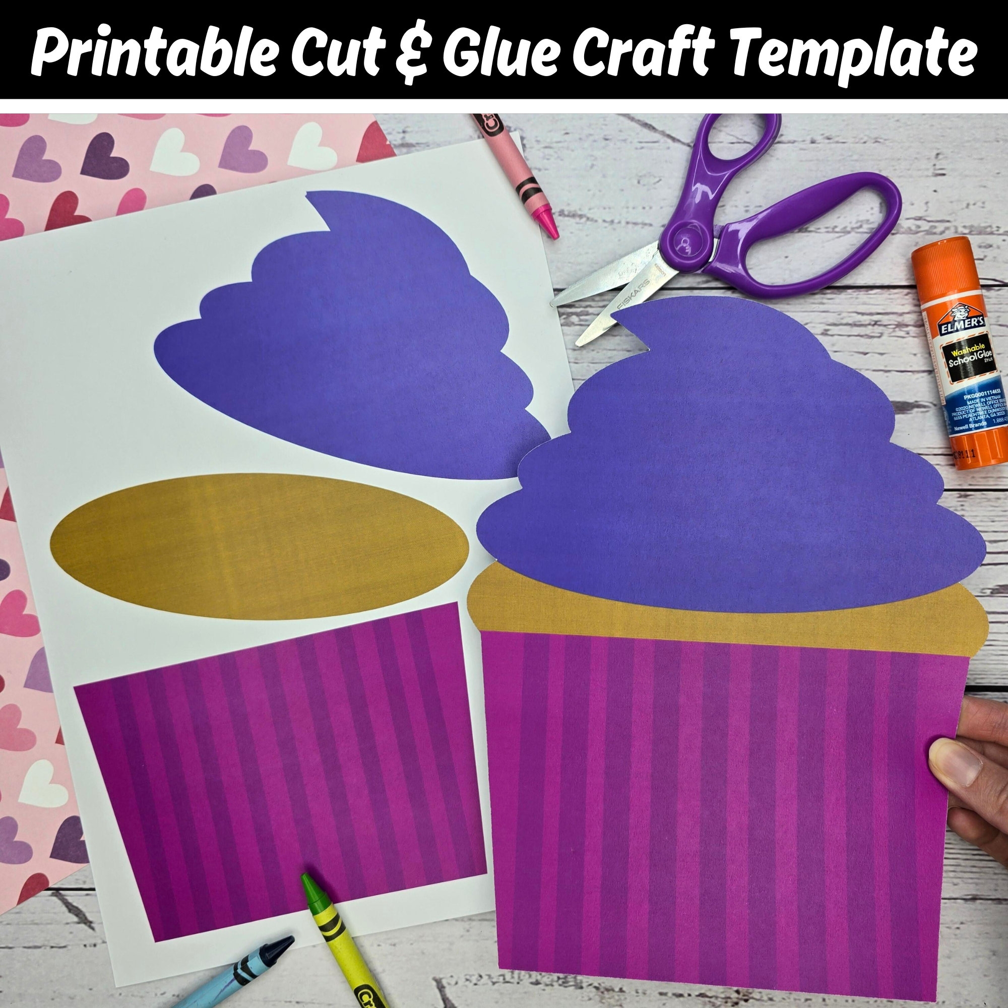 Carefree Cupcake Craft Template For Kids Preschool Kindergarten Elementary Toddler Cut And Glue Paper Craft Etsy