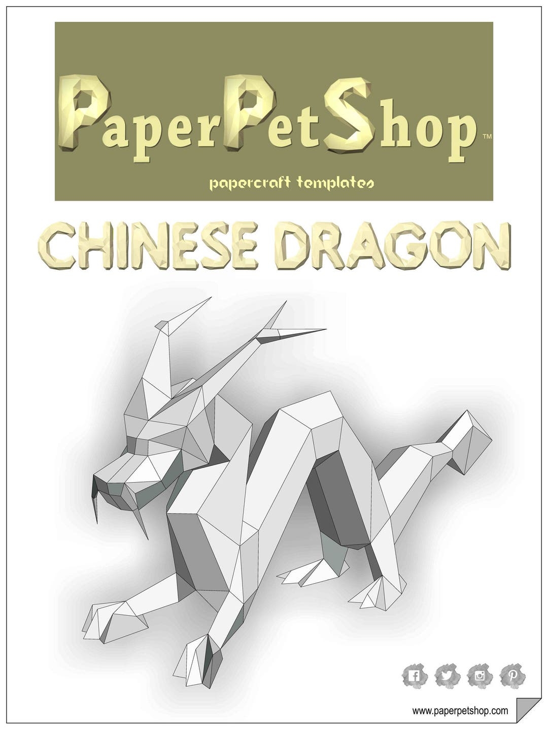 Chinese Dragon Printable Papercraft Template Etsy Ireland