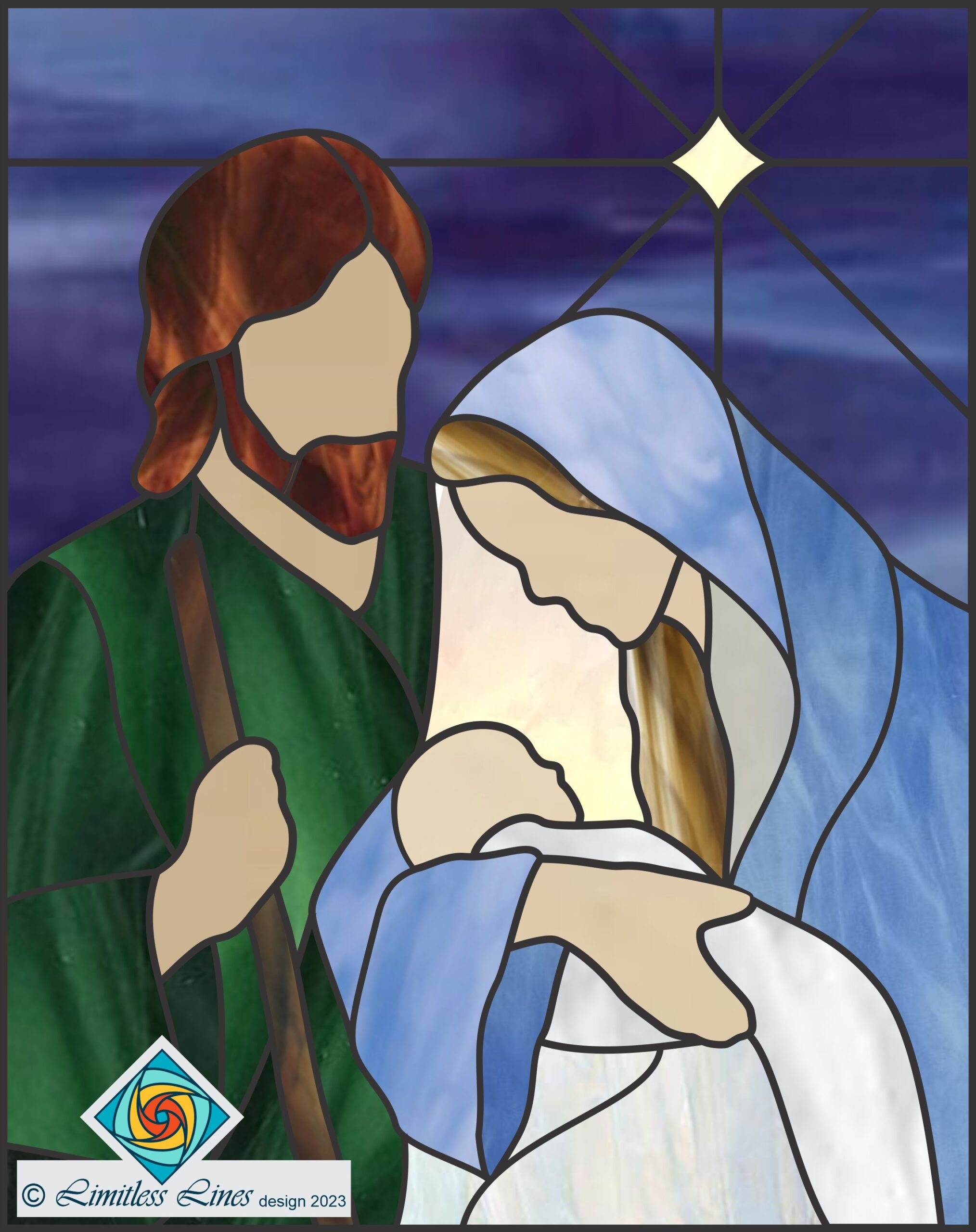 Christmas Nativity Stained Glass Pattern PDF Digital Instant Download Intermediate Etsy
