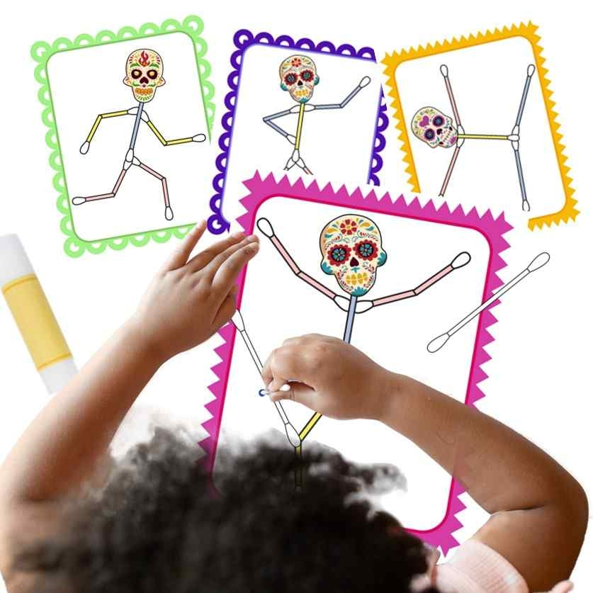Cotton Bud Skeleton Craft Task Cards