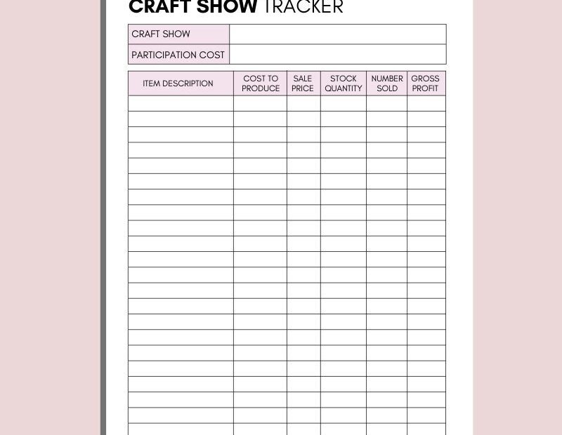 Craft Show Tracker Printable Craft Fair Planners Business Forms Digital File Forms Craft Show Documents A4 A5 Letter PDF Etsy