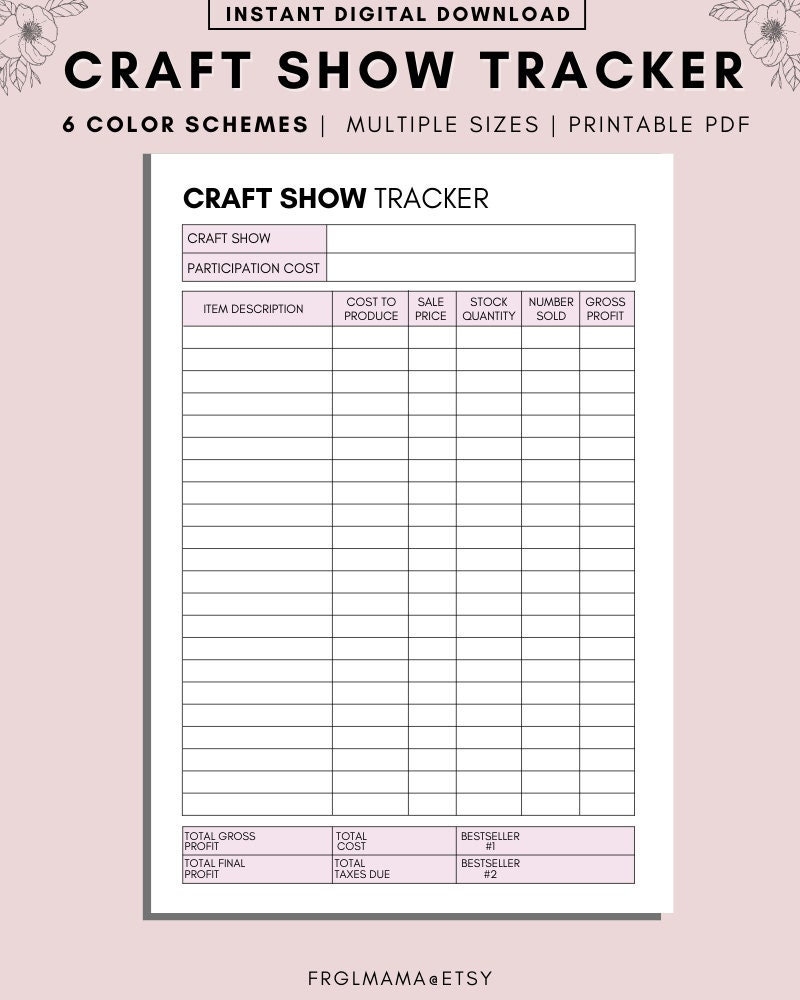 Craft Show Tracker Printable Craft Fair Planners Business Forms Digital File Forms Craft Show Documents A4 A5 Letter PDF Etsy