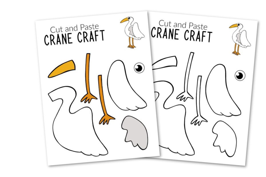 Cut And Paste Crane Bird Craft With Free Crane Template Simple Mom Project