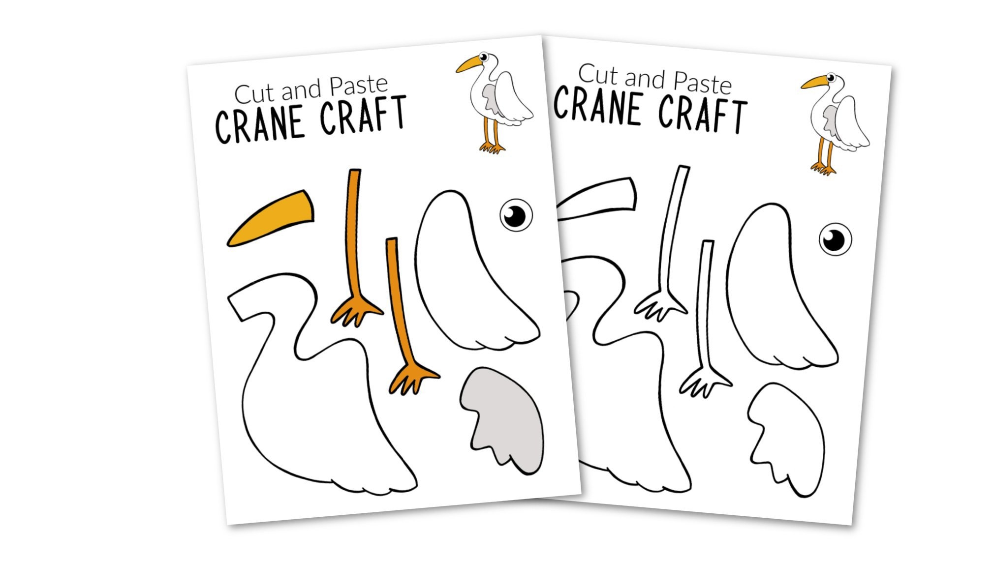 Cut And Paste Crane Bird Craft With Free Crane Template Simple Mom Project