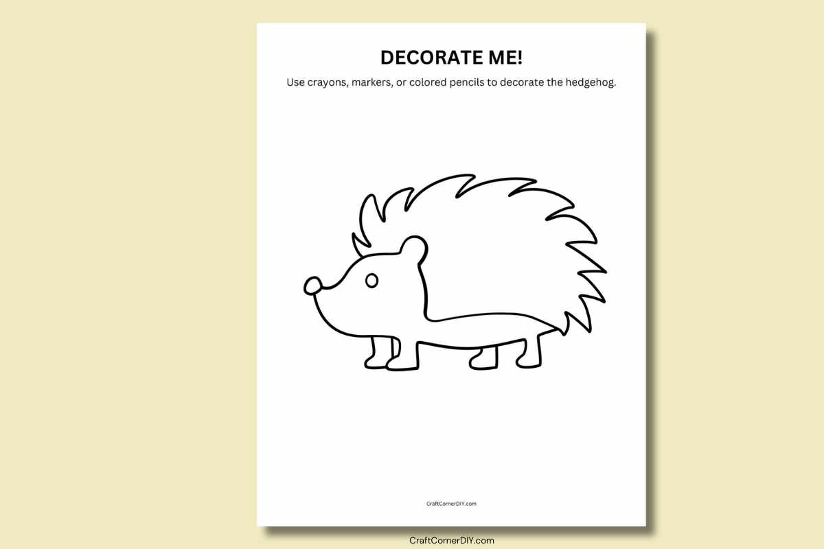 Decorate The Hedgehog Craft Free Printable Craft Corner DIY