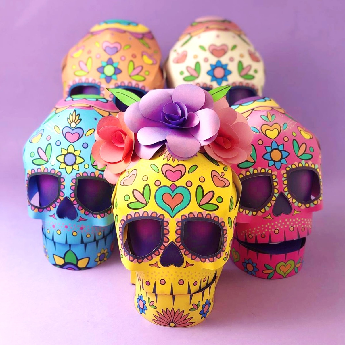 skull printable paper craft free template