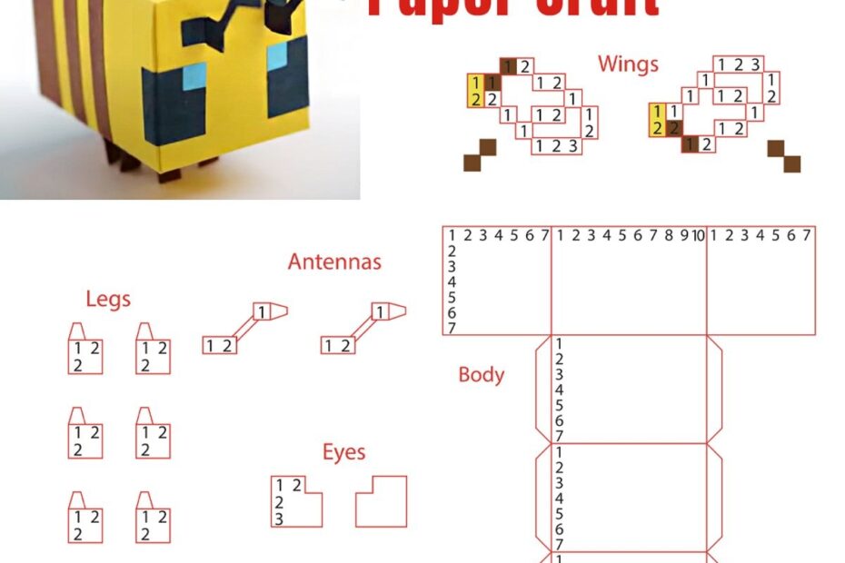DIY Minecraft Bee Paper Craft Template