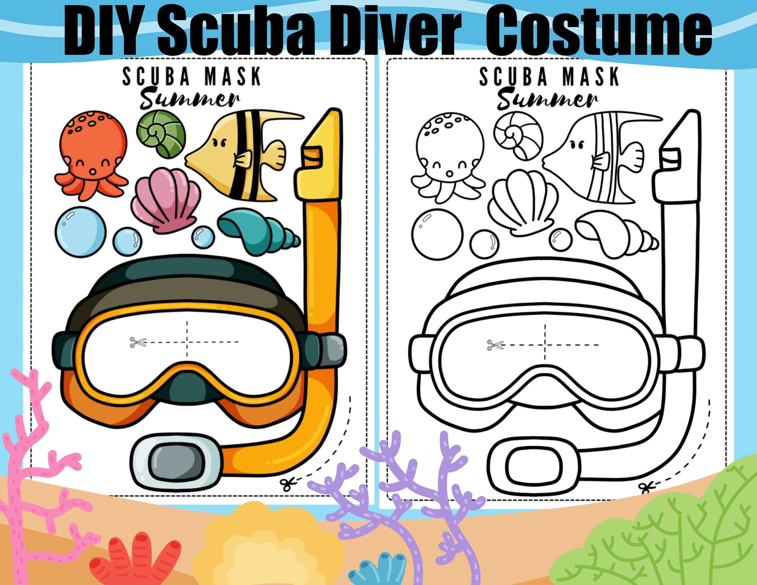 DIY Scuba Diver Costume For End Of Year Beach Day Printable Paper Projects