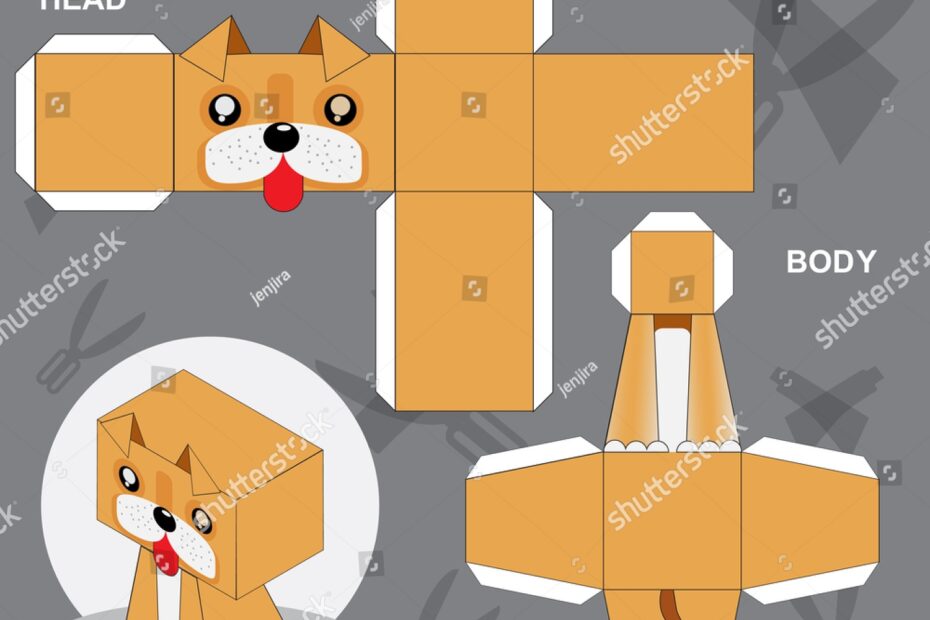 Dog Paper Craft Template Stock Vector Royalty Free 547260241