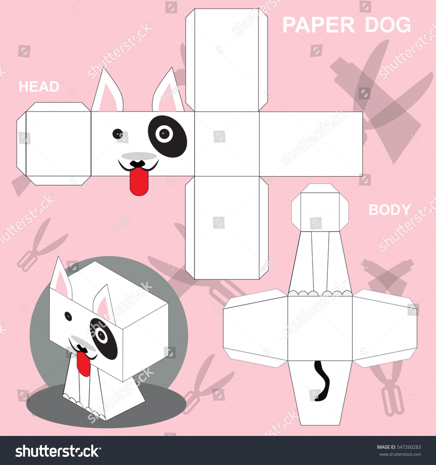 Dog Paper Craft Template Stock Vector Royalty Free 547260283 