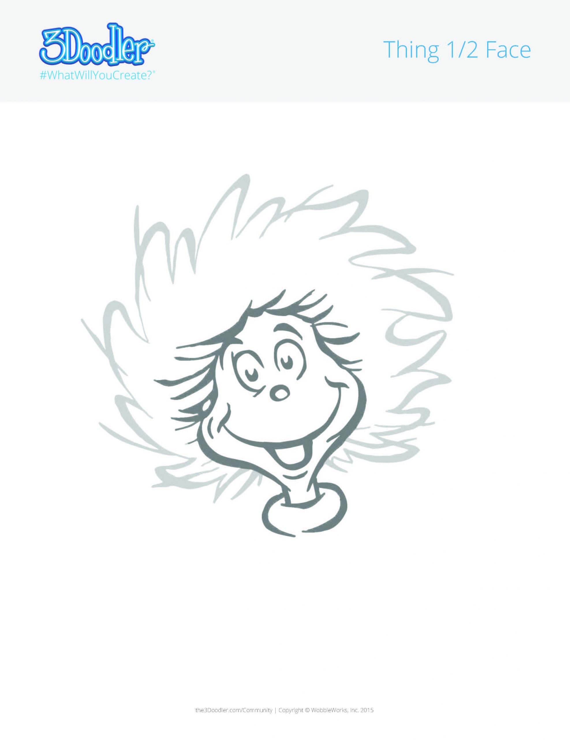 Dr Seuss Thing 1 U0026 Thing 2 Hairstyles 3D Pen Stencil 3Doodler