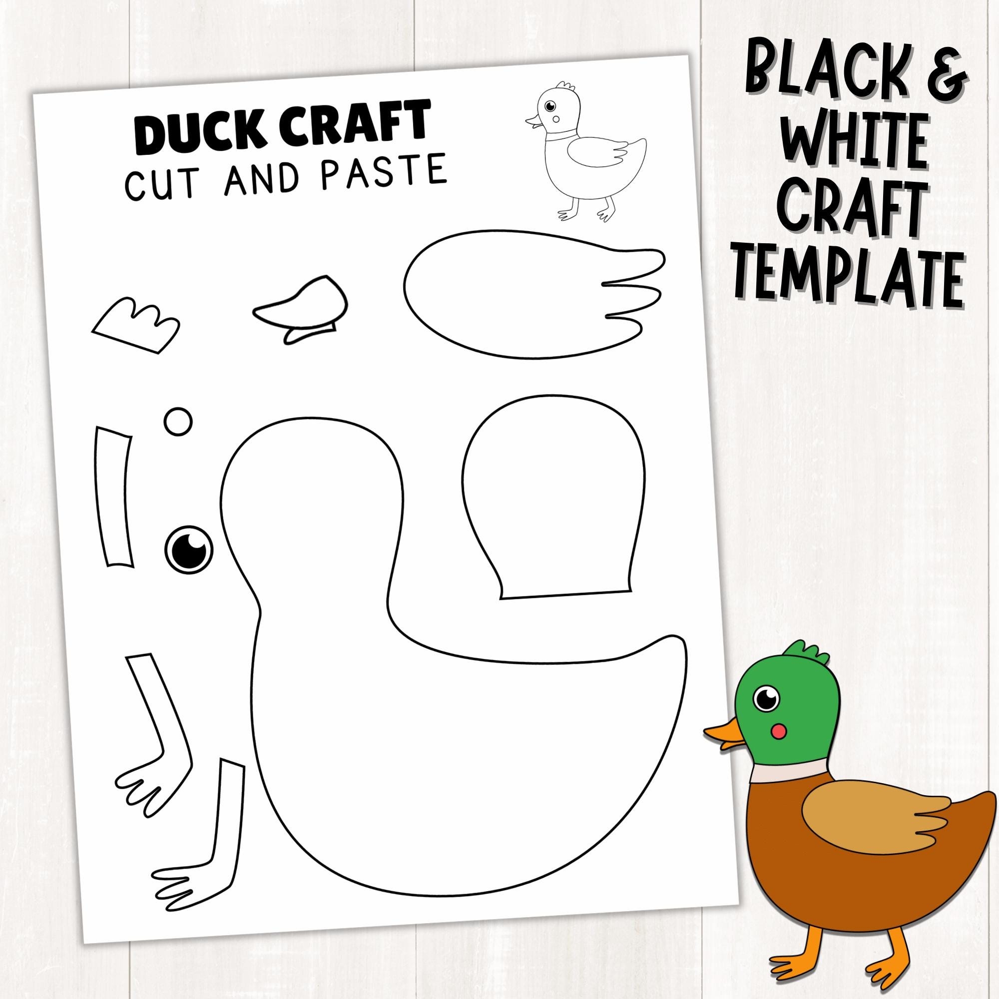 Duck Craft Template For Kids Paper Duck Activity Farm Animal 