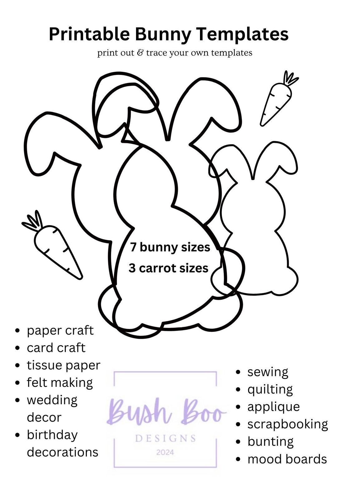 Easter Bunny Templates To Print Out 4 Page Bunny Template Paper Craft Project INSTANT PDF Download Easter Craft Project Kids Craft Activity Etsy