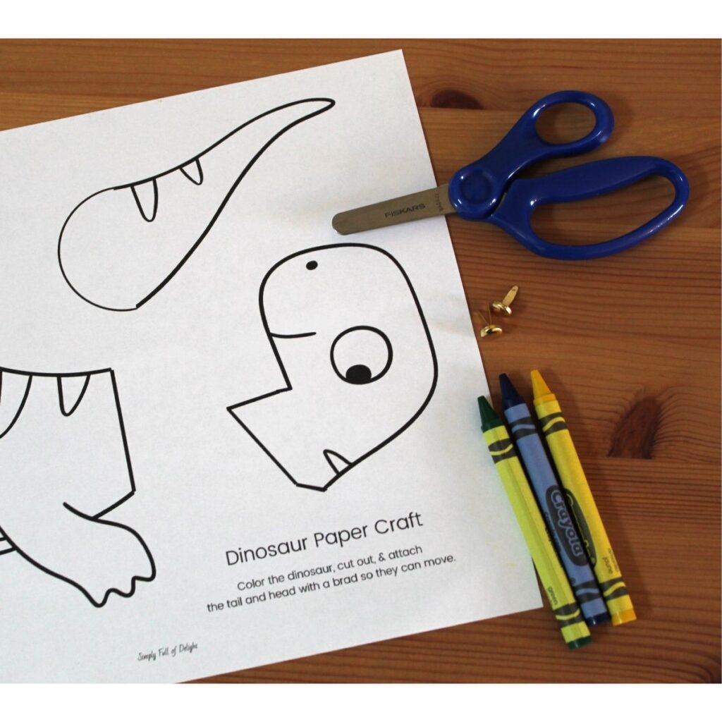 Easy Paper Dinosaur Craft For Kids Free Template 