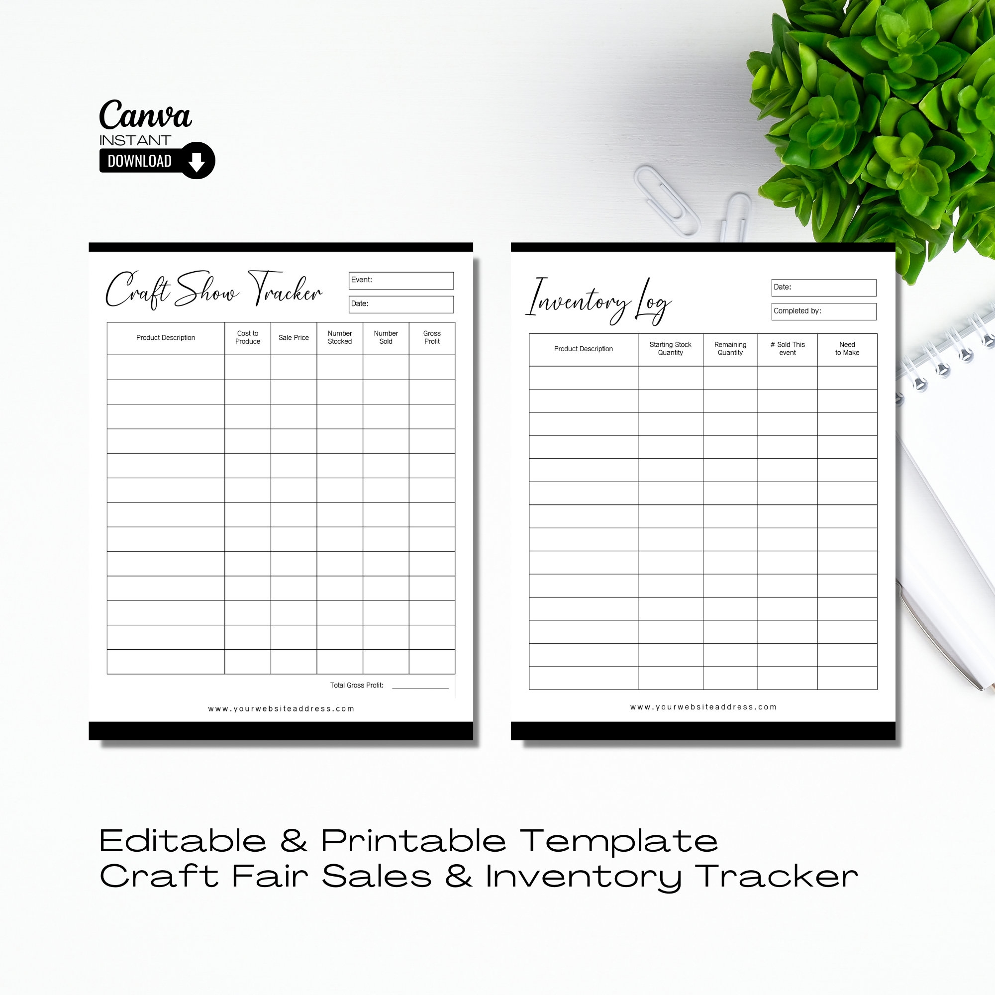 Editable Craft Show Inventory Trackertemplate Product Inventory Log Template Craft Show Sales Printable Tracker Inventory Management Etsy