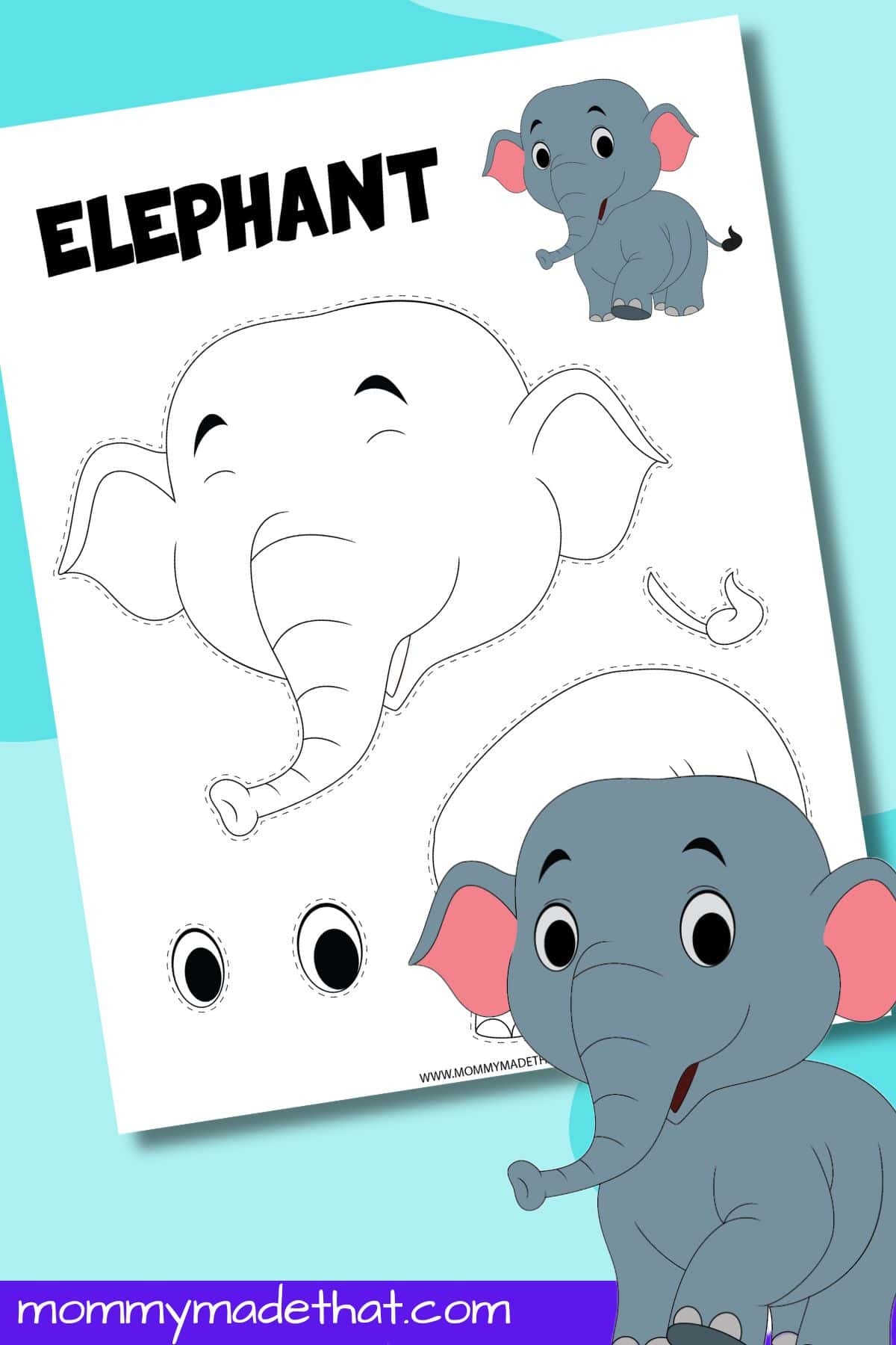 printable elephant paper craft template