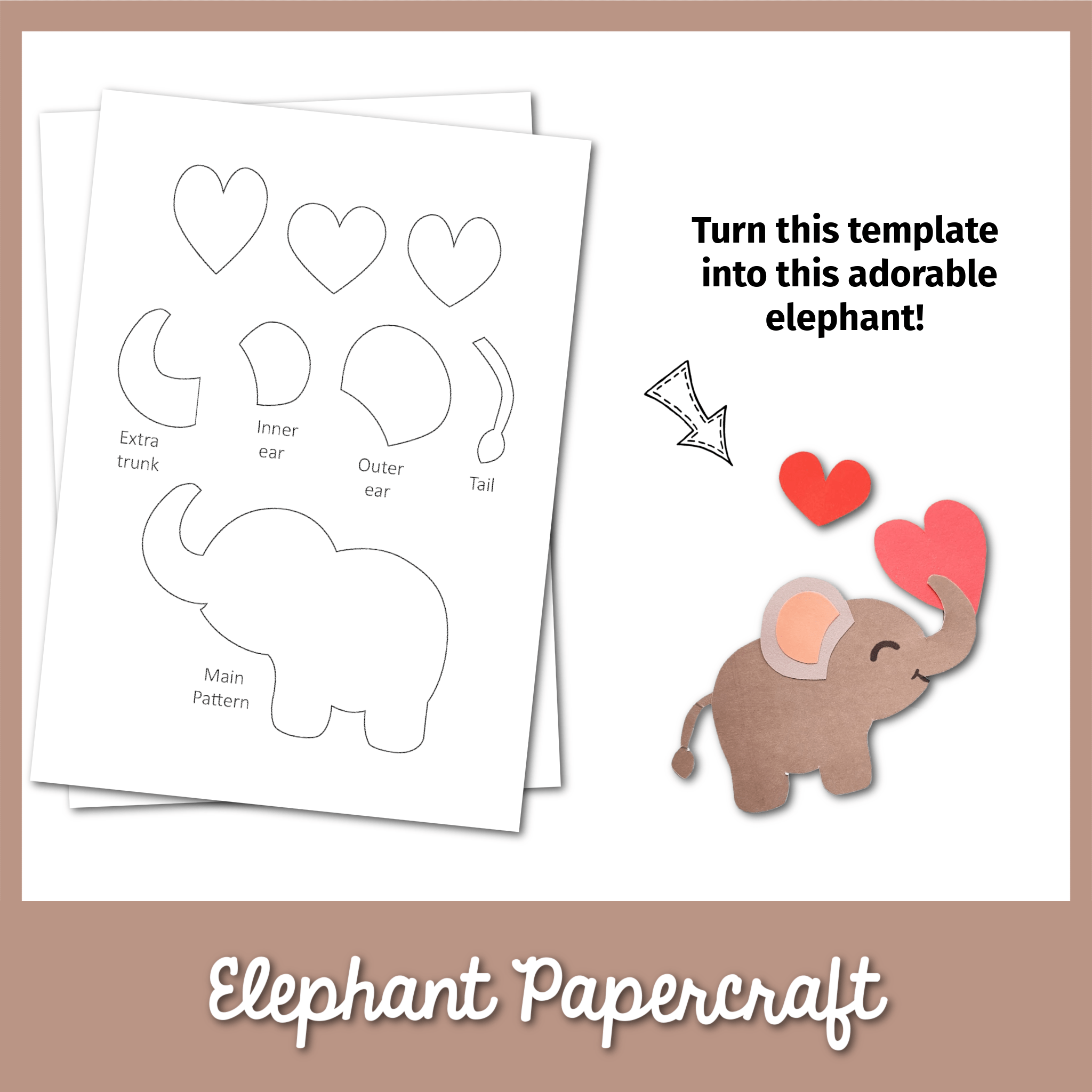 Elephant Papercraft Frosting And Glue Easy Crafts Games 