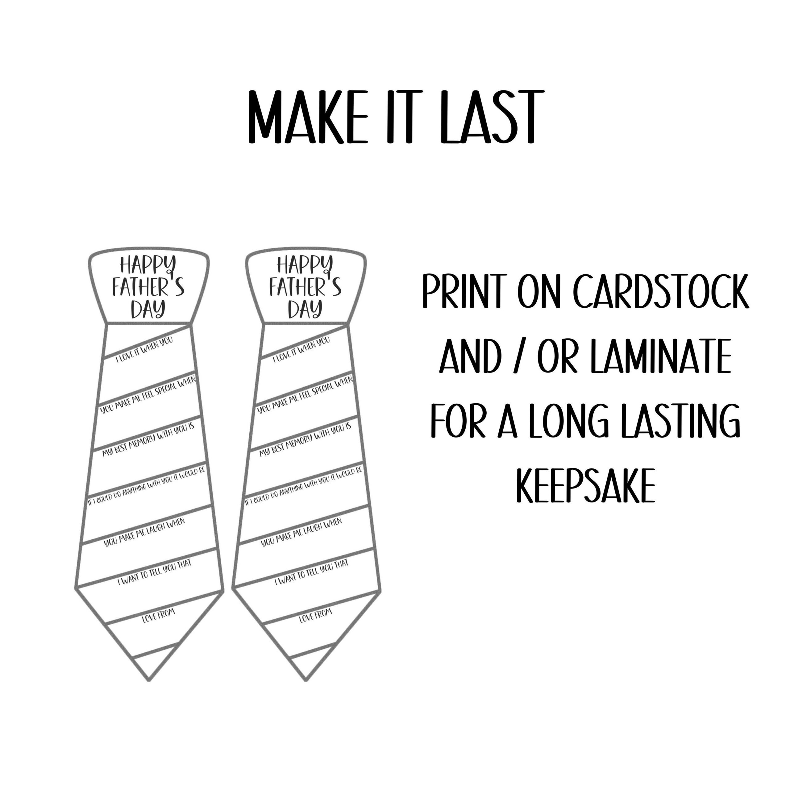 template printable father's day tie craft