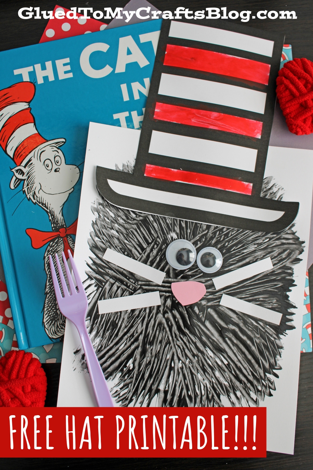 Fork Painted Cat In The Hat Craft Idea