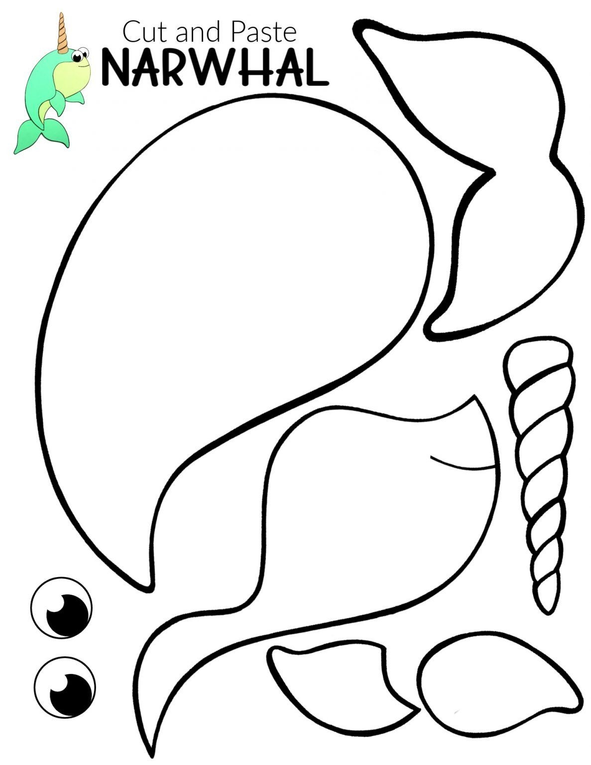 printable narwhal craft template