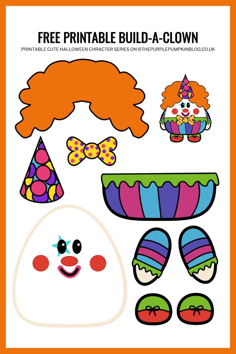 Free Printable Build A Clown Template Halloween Paper Craft 