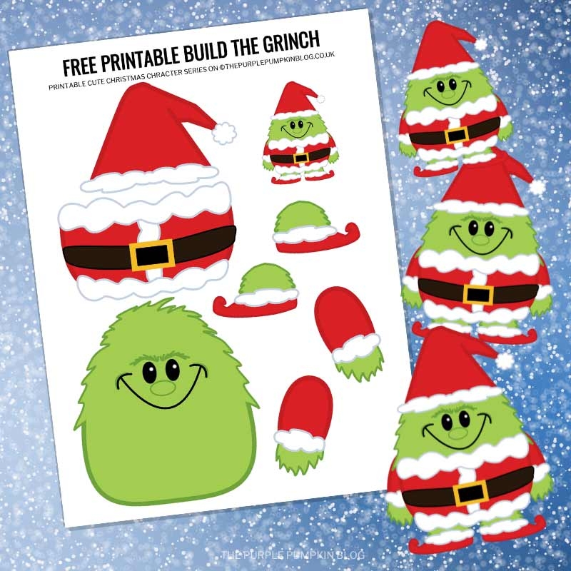Free Printable Build The Grinch Paper Template Christmas Craft 