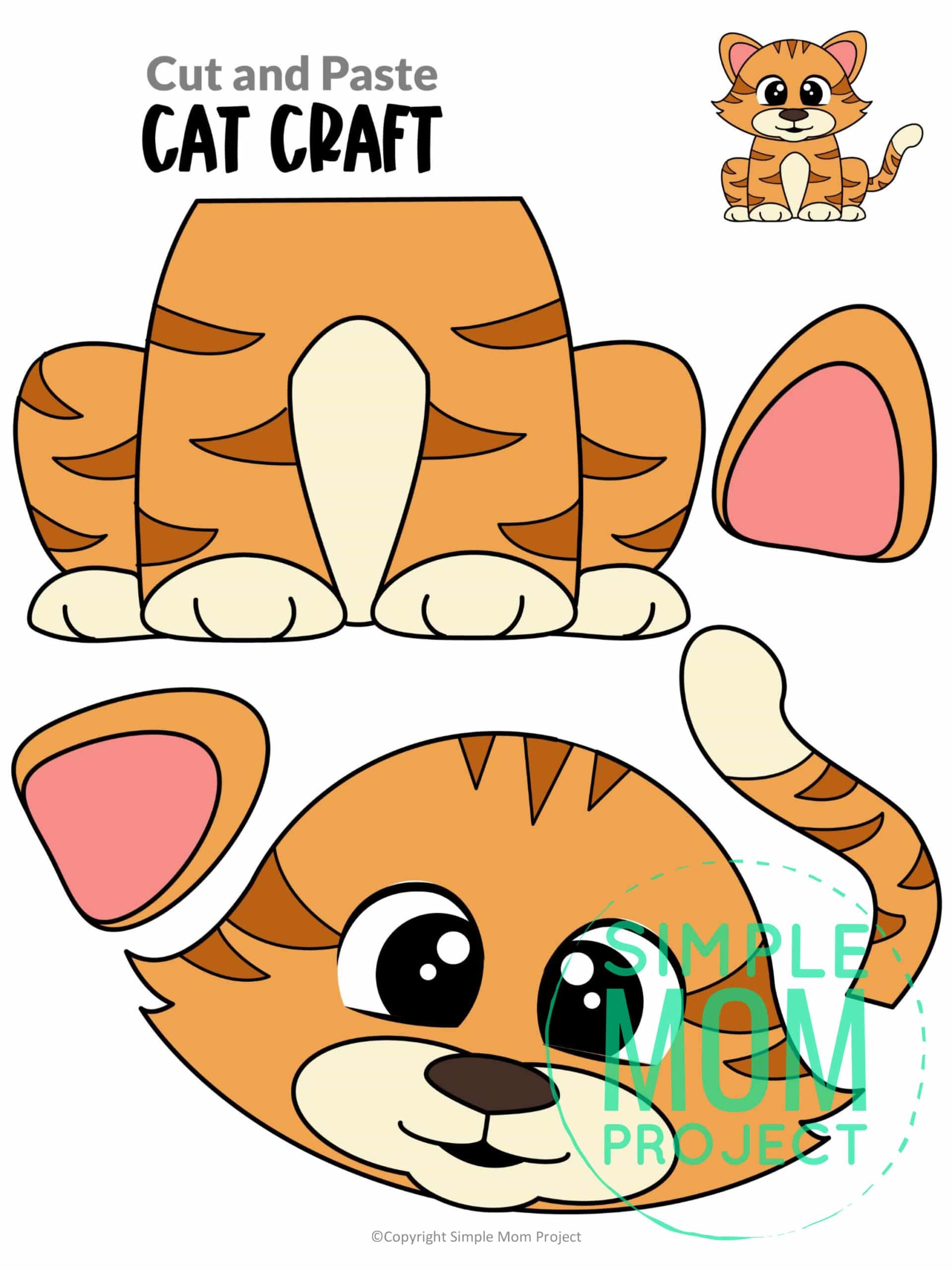 cut out printable cat craft template