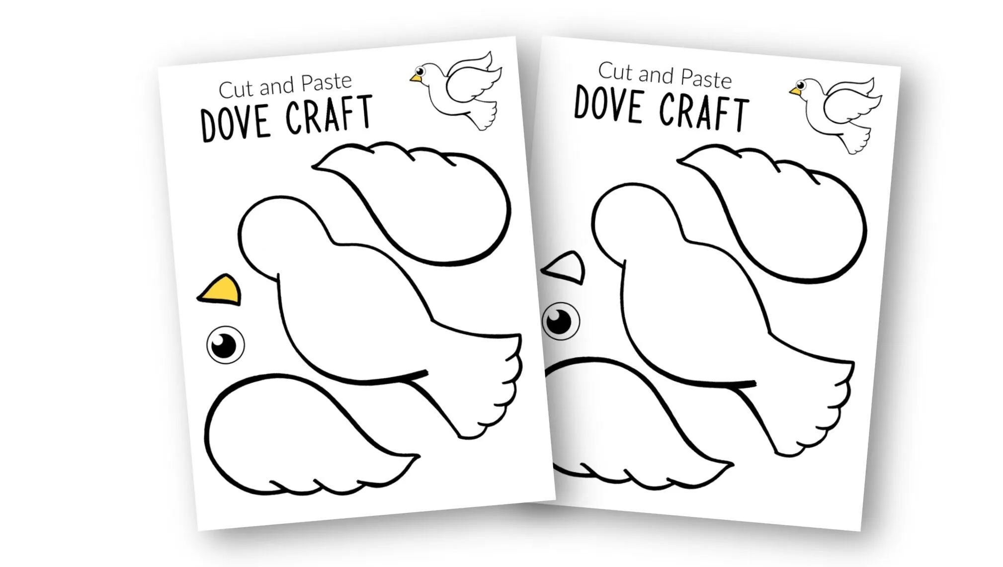Free Printable Cut And Paste Dove Craft For Kids With Dove Template Simple Mom Project