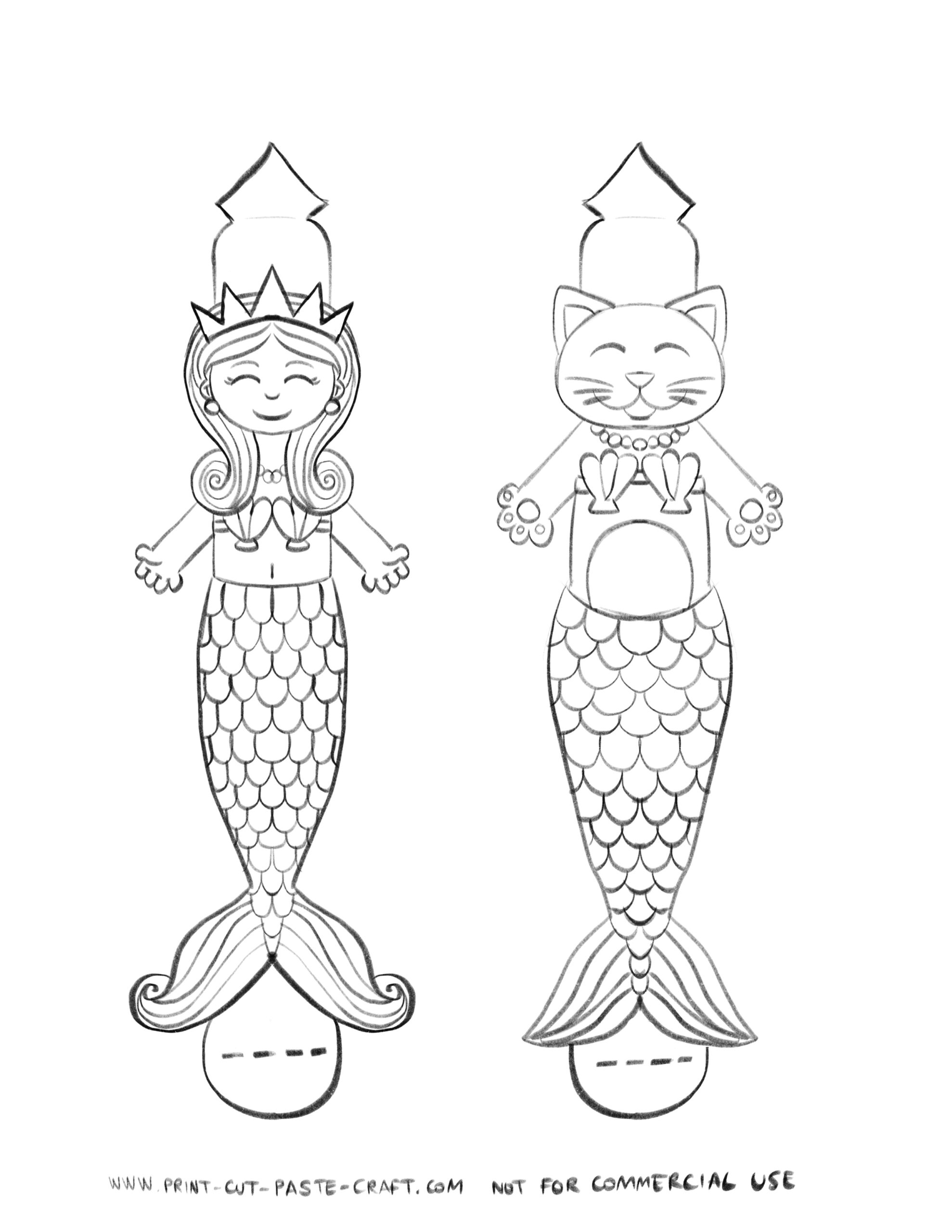 Free Printable Mermaid And MerKitten Bracelet Kids Craft Print Cut Paste Craft 