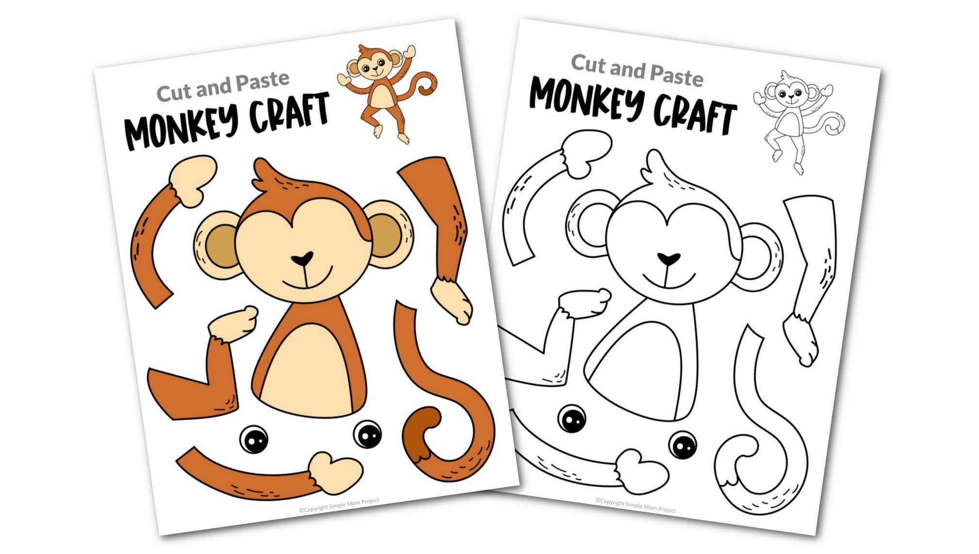 Free Printable Monkey Craft Template Simple Mom Project Worksheets Library