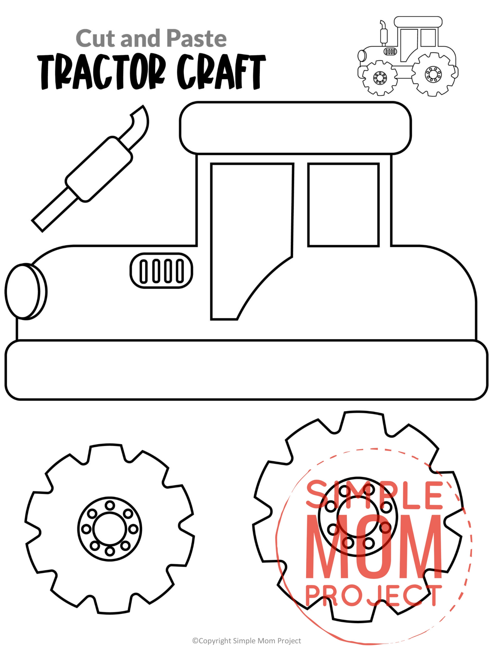 Free Printable Tractor Craft Template Simple Mom Project