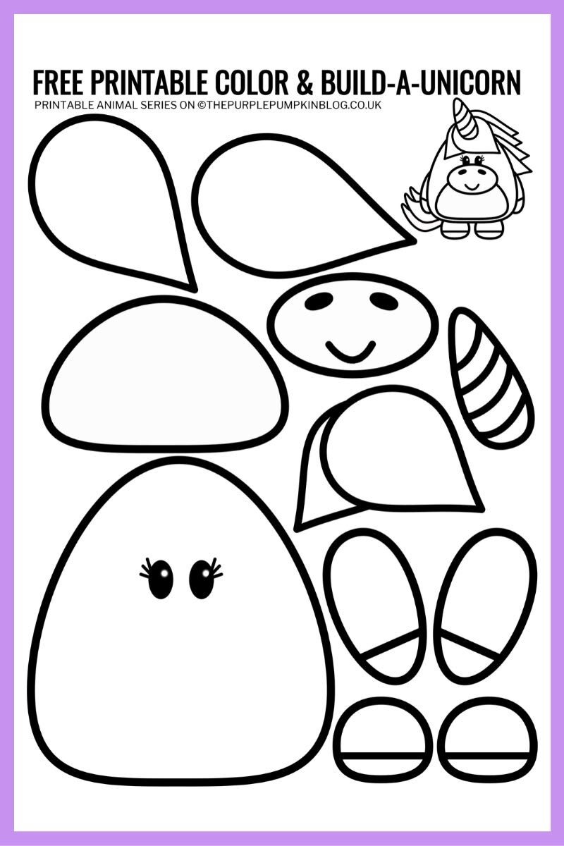 Free Printable Unicorn Template Color U0026 Build A Unicorn 