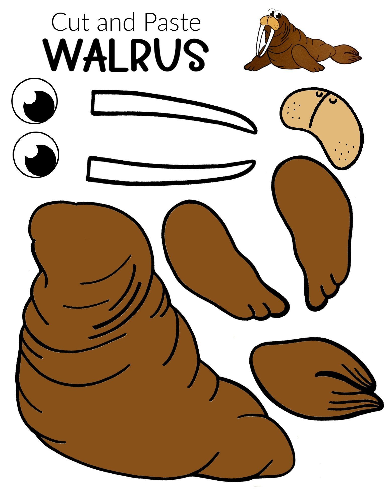 Free Printable Walrus Craft For Kids Simple Mom Project