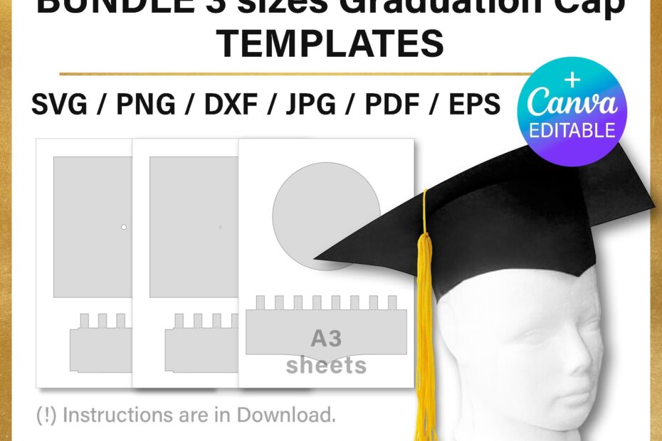 Graduation Cap Template 3D Craft DIY Graduate Hat Svg Png Psd Canva Cricut Slhouette Printable Instant Download Etsy
